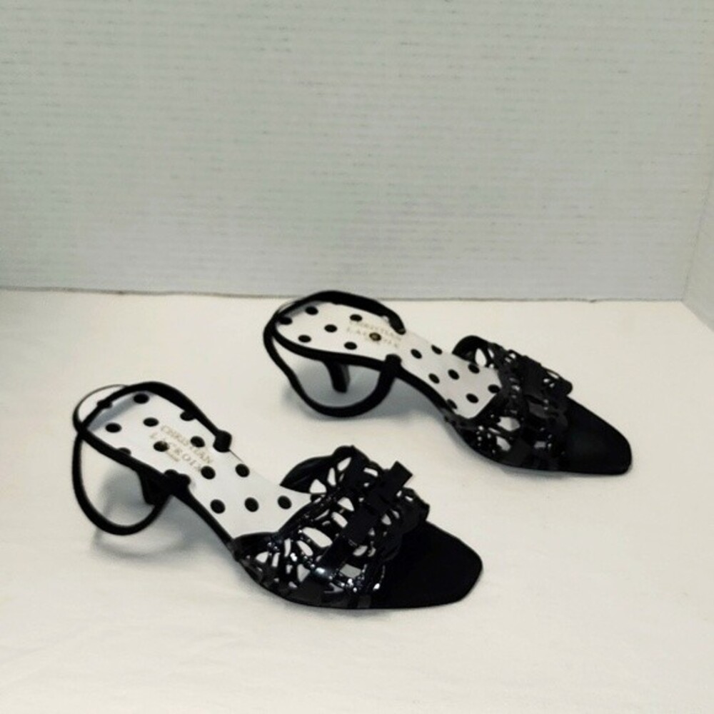 Christian Lacroix polka dot cut out sling back heels